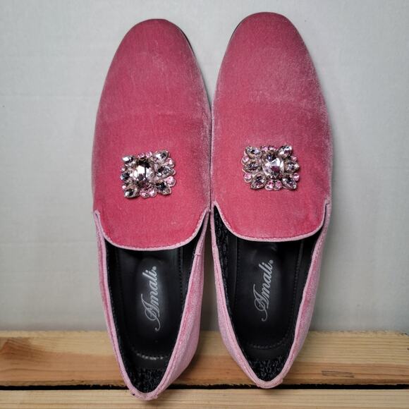 Amali Men's Pink Velvet Shoes w/ Large Jewels - Size 11 - Picture 1 of 8